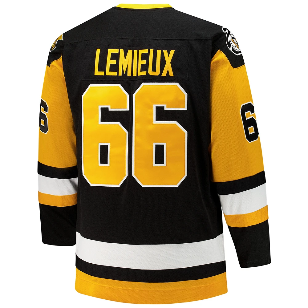 Men's Mitchell & Ness Mario Lemieux Black Pittsburgh Penguins Big Tall 1991/92 Blue Line 2.0 Jersey