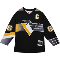 Men's Mitchell & Ness Mario Lemieux Black Pittsburgh Penguins Captain's Patch 1996/97 Blue Line Player Jersey