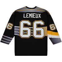 Men's Mitchell & Ness Mario Lemieux Black Pittsburgh Penguins Captain's Patch 1996/97 Blue Line Player Jersey