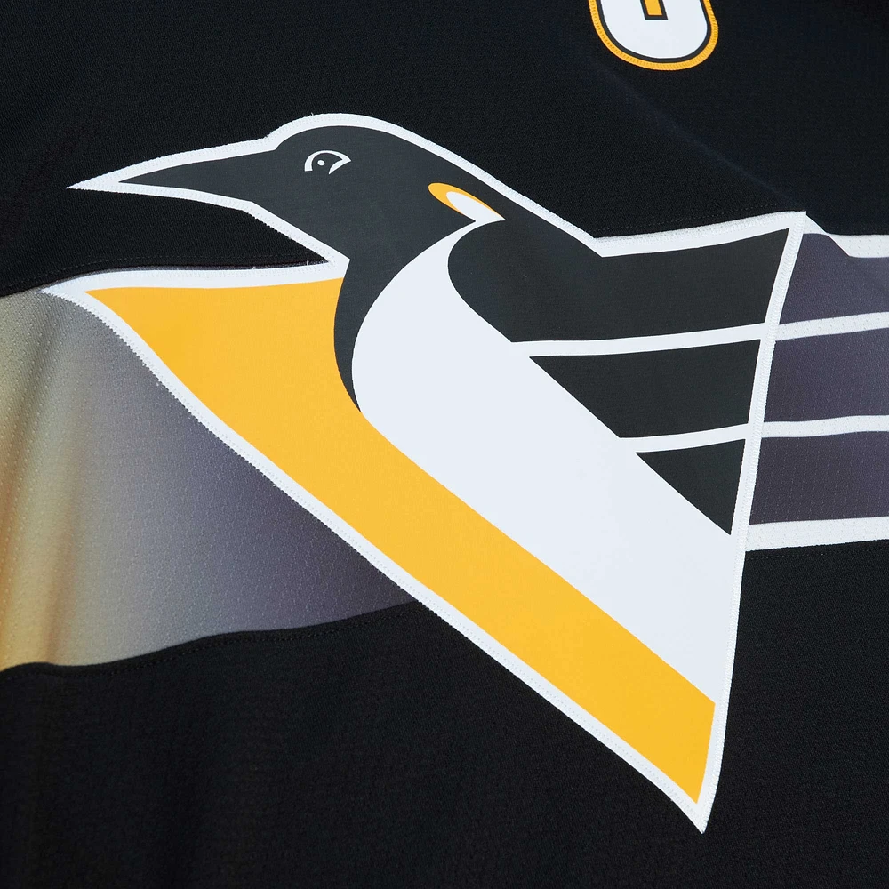 Men's Mitchell & Ness Mario Lemieux Black Pittsburgh Penguins Captain's Patch 1996/97 Blue Line Player Jersey
