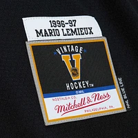 Men's Mitchell & Ness Mario Lemieux Black Pittsburgh Penguins Captain's Patch 1996/97 Blue Line Player Jersey