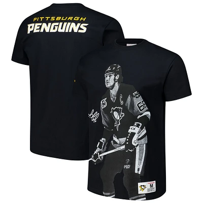 T-shirt noir avec logo vintage Mario Lemieux de Mitchell & Ness pour homme des Penguins Pittsburgh la LNH