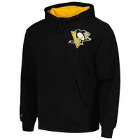 Sweat-shirt en polaire avec nom et numéro de qualité supérieure pour hommes Mitchell & Ness Mario Lemieux Pittsburgh Penguins noir