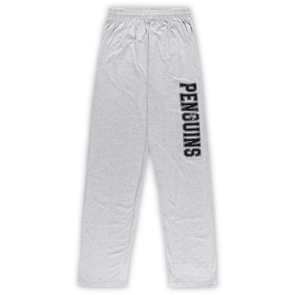 Men's Pittsburgh Penguins Black/Heather Gray Big & Tall T-Shirt Pants Lounge Set