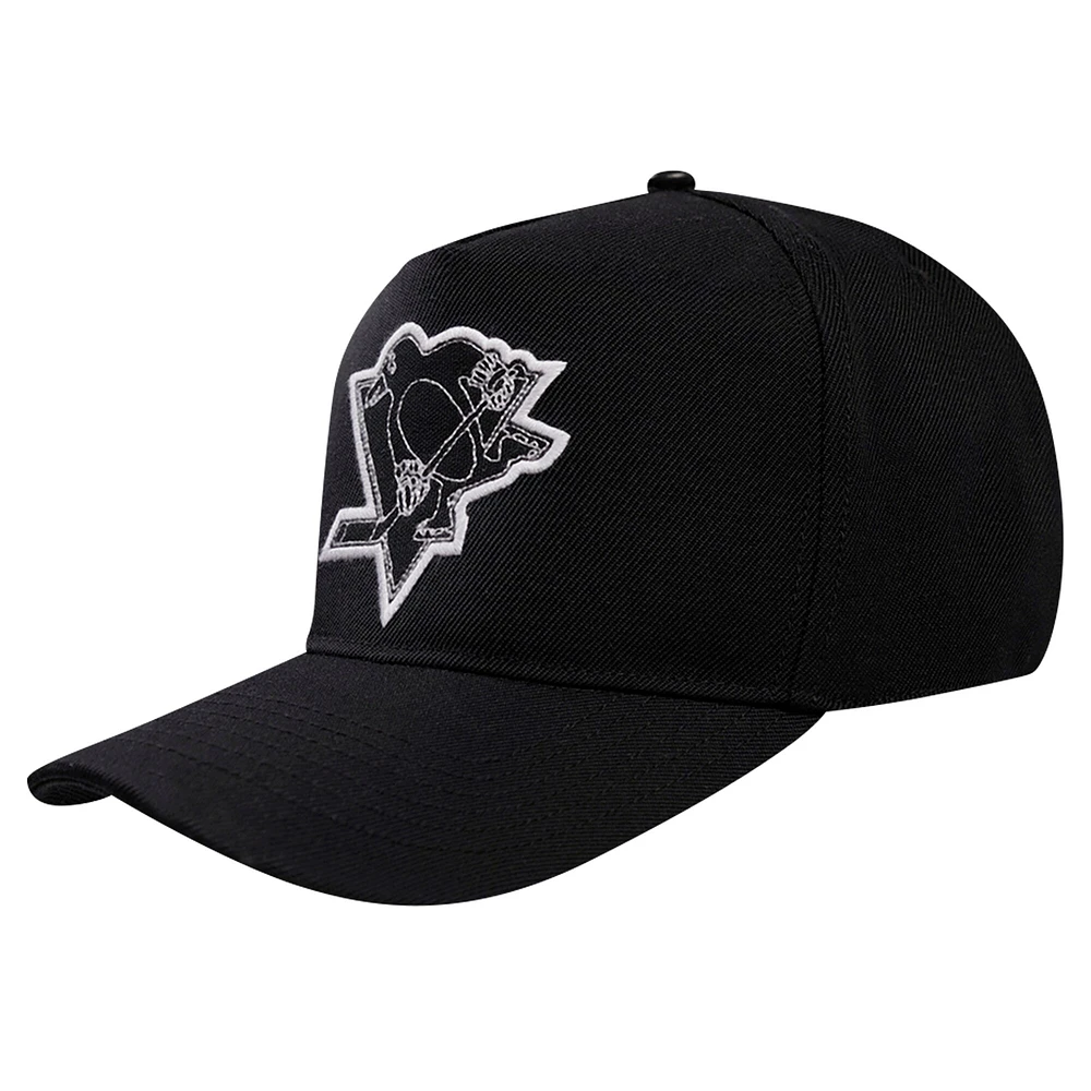 Men's Pro Standard Black Pittsburgh Penguins Paint the City Pinch Front Snapback Hat