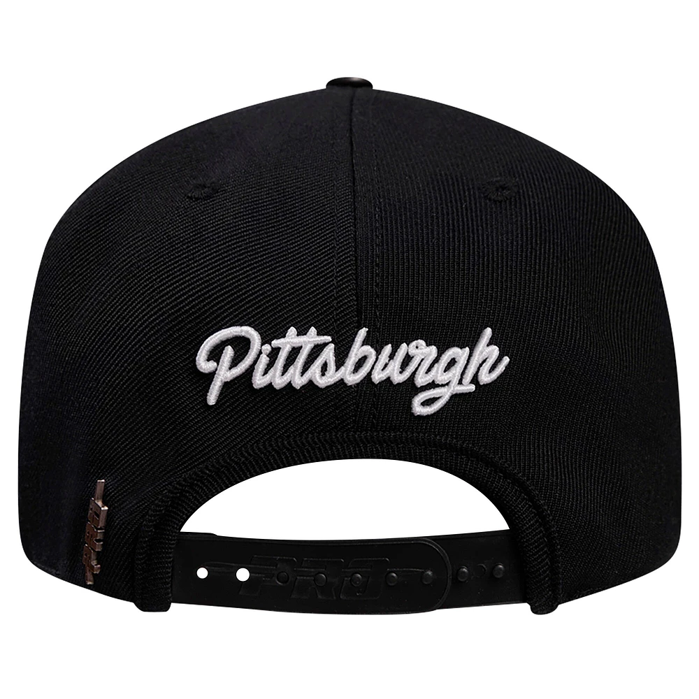 Men's Pro Standard Black Pittsburgh Penguins Paint the City Pinch Front Snapback Hat