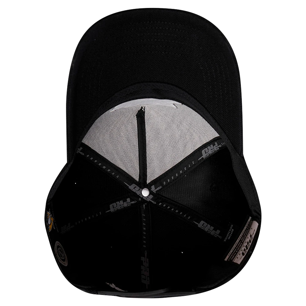 Men's Pro Standard Black Pittsburgh Penguins Paint the City Pinch Front Snapback Hat
