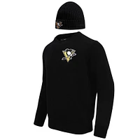 Men's Pro Standard Black Pittsburgh Penguins Pullover Sweater & Cuffed Knit Hat Box Gift Set