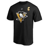 Men's Sidney Crosby Black Pittsburgh Penguins Team Authentic Stack Name & Number T-Shirt