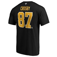 Men's Sidney Crosby Black Pittsburgh Penguins Team Authentic Stack Name & Number T-Shirt