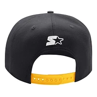 Men's Starter Black/Gold Pittsburgh Penguins Arch Logo Two-Tone Snapback Hat