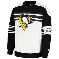 Sweat-shirt à col rond en polaire de défense des Penguins Pittsburgh Starter blanc pour hommes