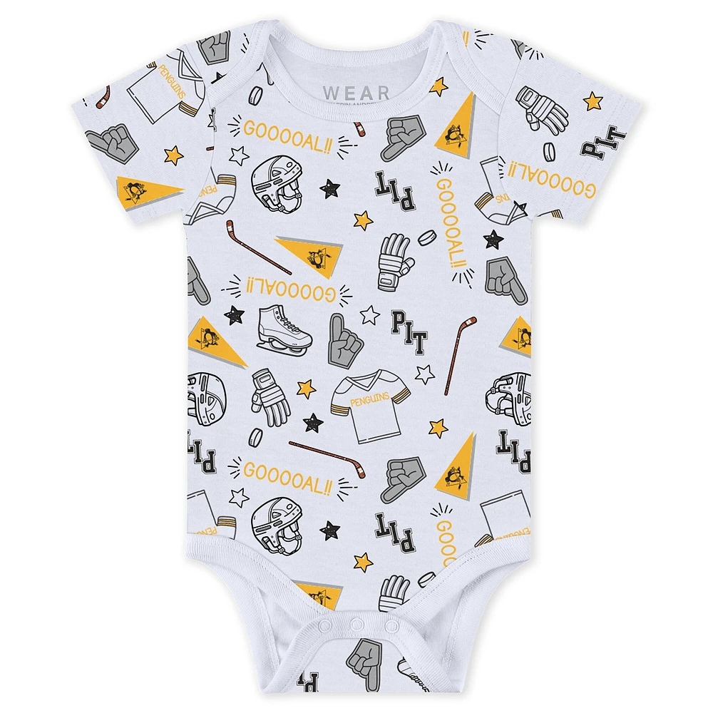 Newborn & Infant WEAR by Erin Andrews Pittsburgh Penguins Turn Me Around Bodysuits Pants 3-Piece Set