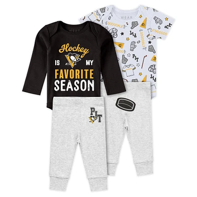 Vêtements pour nouveau-nés et nourrissons par Erin Andrews Pittsburgh Penguins Ensemble 3 pièces body pantalon Turn Me Around