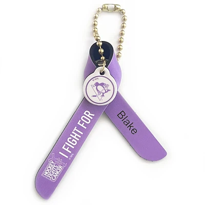 Pittsburgh Penguins Hockey Fights Cancer Porte-clés ruban personnalis