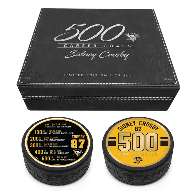 Pingouins de Pittsburgh dorés/noirs de Sidney Crosby - Ensemble de 2 rondelles médaillon