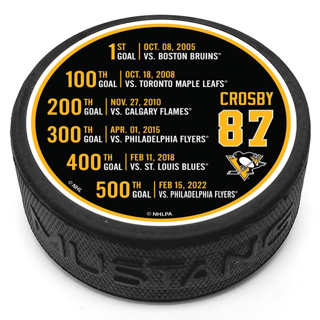 Pingouins de Pittsburgh dorés/noirs de Sidney Crosby - Ensemble de 2 rondelles médaillon