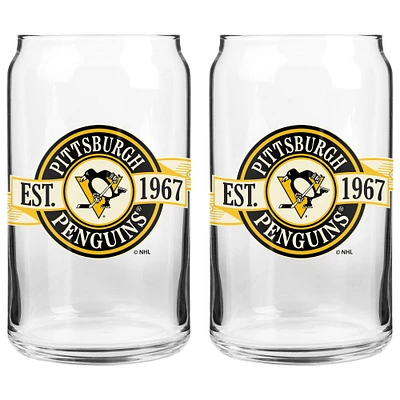 Les Penguins de Pittsburgh Sports Vault 16 oz. Ensemble de deux verres à canettes