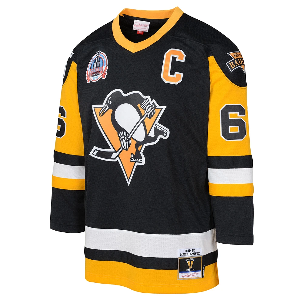 Maillot de joueur Blue Line 2.0 des Penguins de Pittsburgh 1991/92 noir pour tout-petits Mitchell & Ness Mario Lemieux