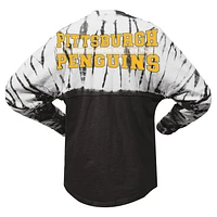Unisex Spirit Jersey Black Pittsburgh Penguins Crystal Half Dye Long Sleeve T-Shirt