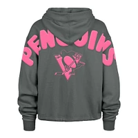 Women's '47 Gray Pittsburgh Penguins Bright Side Venice Cropped Pullover Hoodie