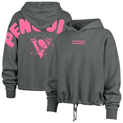 Sweat à capuche court Bright Side Venice '47 pour femme, gris, des Penguins de Pittsburgh