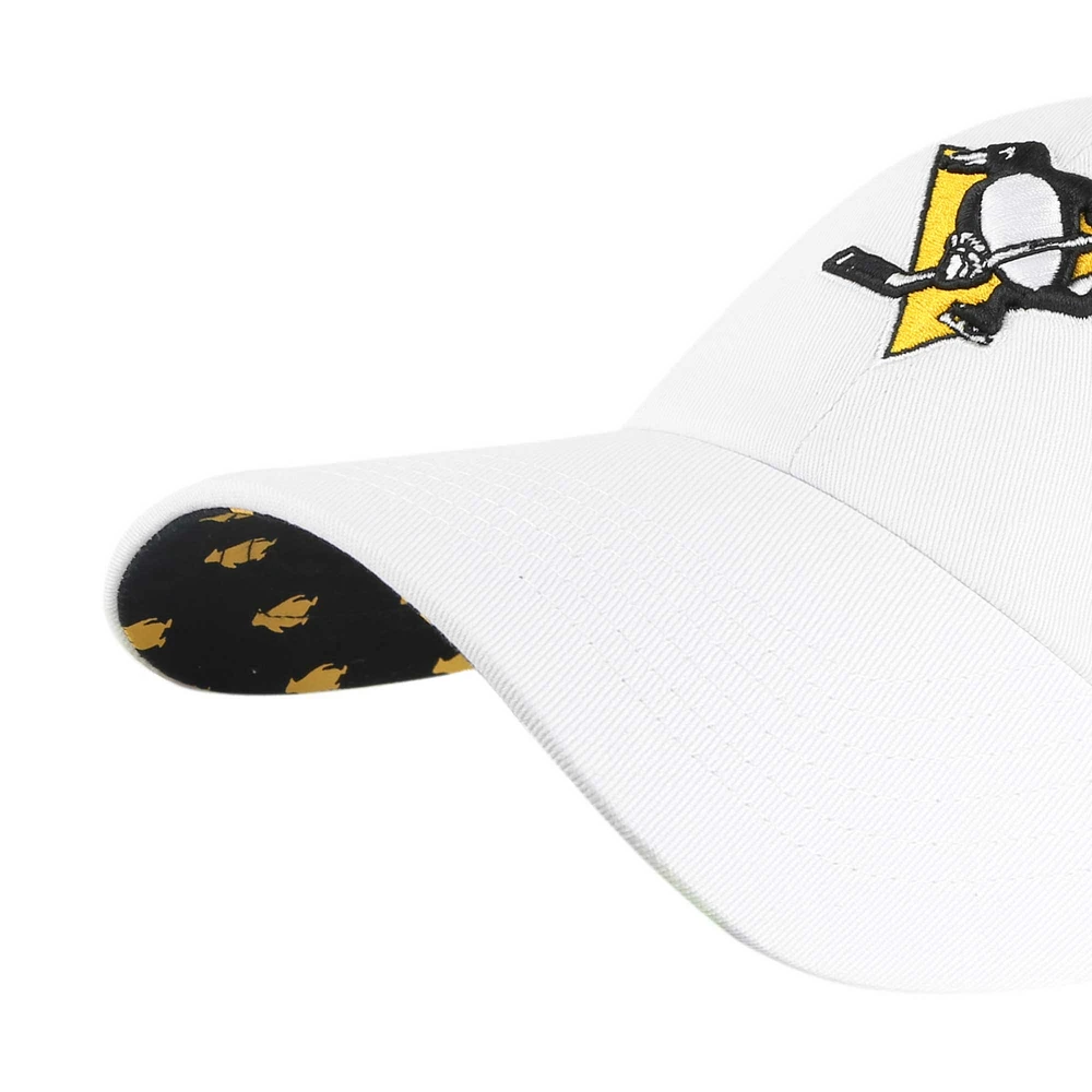 Women's '47 White Pittsburgh Penguins Confetti Clean Up Adjustable Hat