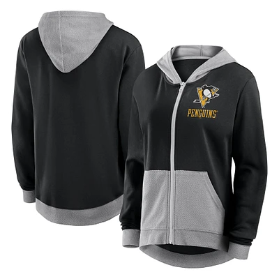 Sweat à capuche entièrement zippé en French Terry Hit It des Penguins de Pittsburgh pour femme