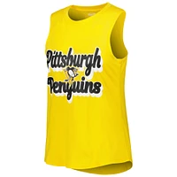 Women's Concepts Sport Gold/Heather Black Pittsburgh Penguins Meter Muscle Tank Top & Pants Sleep Set