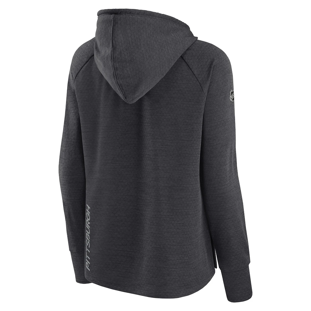 Women's Fanatics  Gray Pittsburgh Penguins Authentic Pro Raglan Pullover Hoodie