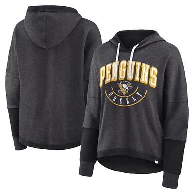 Chandail à capuche Fanatics Heather Charcoal Pittsburgh Penguins Lux Lounge pour femmes