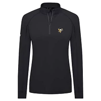 Women's Levelwear Black Pittsburgh Penguins Kinetic Insignia Core Raglan Quarter-Zip Top