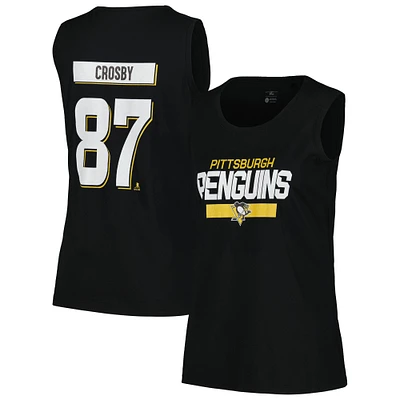 Débardeur noir pour femmes Levelwear Sidney Crosby Pittsburgh Penguins Macy Player Name & Number