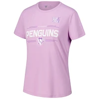 T-shirt pour femme Levelwear Sidney Crosby Lavender Pittsburgh Penguins Hockey Fights Cancer Anthem Name & Number