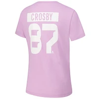 T-shirt pour femme Levelwear Sidney Crosby Lavender Pittsburgh Penguins Hockey Fights Cancer Anthem Name & Number