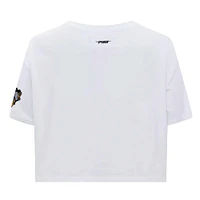 Women's Pro Standard White Pittsburgh Penguins Boxy Script Tail Cropped T-Shirt