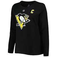 Women's Profile Sidney Crosby Black Pittsburgh Penguins Plus Distressed Printed Name & Number Long Sleeve T-Shirt