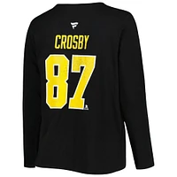 Women's Profile Sidney Crosby Black Pittsburgh Penguins Plus Distressed Printed Name & Number Long Sleeve T-Shirt