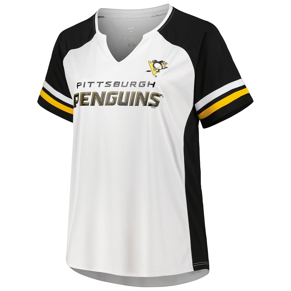 Women's Profile White Pittsburgh Penguins Plus Notch Neck Raglan T-Shirt