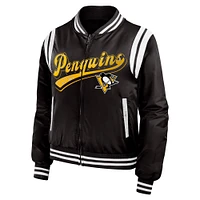 Women's WEAR by Erin Andrews  Black Pittsburgh Penguins Baller Full-Zip Bomber Jacket