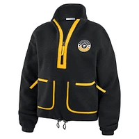 Women's WEAR by Erin Andrews  Black Pittsburgh Penguins Polar Fleece Half-Zip Jacket