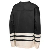 Youth Mitchell & Ness  Black Pittsburgh Penguins Chainstitch Heavyweight Long Sleeve Top
