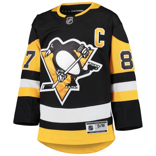 Maillot de joueur premier ministre des Penguins Pittsburgh noir Sidney Crosby pour jeune