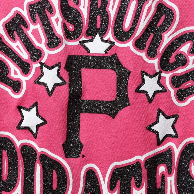 T-shirt à col en V avec étoiles jersey Pittsburgh Pirates New Era pour jeune fille, rose
