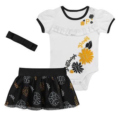 Ensemble 3 pièces avec jupe et bandeau pour bébé blanc Pittsburgh Pirates Sweet Catcher