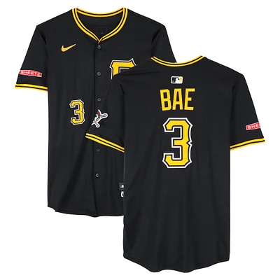 Maillot Nike noir n° 3 de Ji-Hwan Bae des Pirates de Pittsburgh, utilisé lors des matchs des 10, 11, 14 et 15 mars 2025
