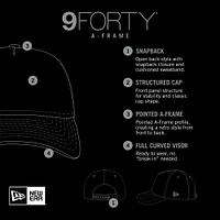 Men's New Era  Black Pittsburgh Pirates Bleached A-Frame 9FORTY Adjustable Hat