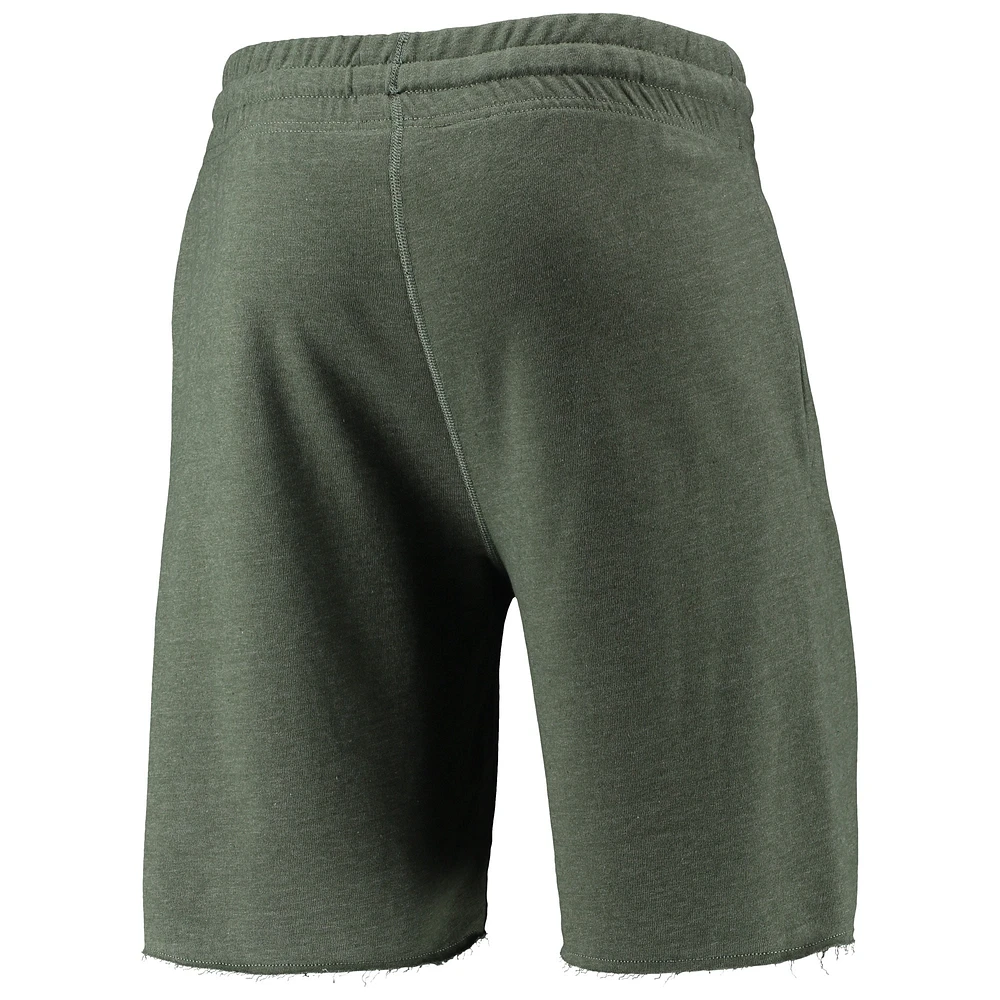 Men's Concepts Sport Heathered Green Pittsburgh Pirates Mainstream Logo Terry Tri-Blend Shorts