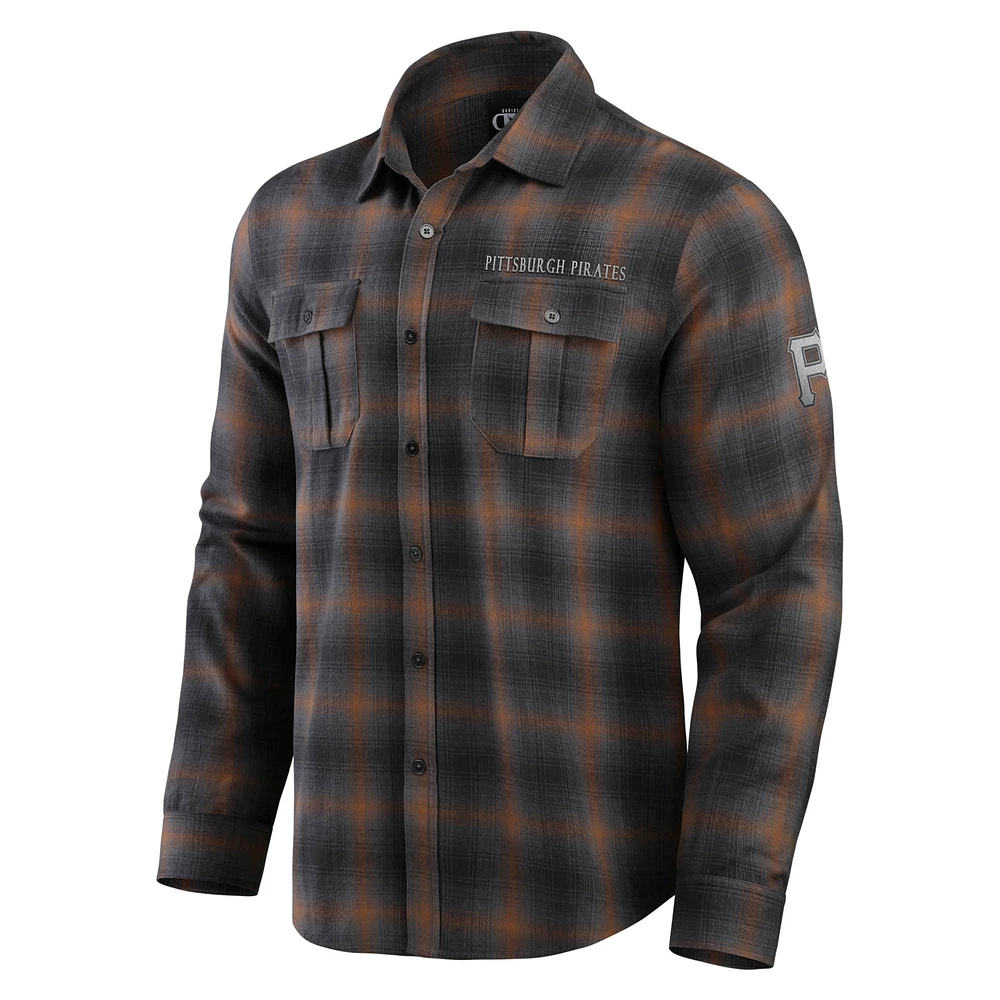 Chemise boutonnée à manches longues classique en flanelle pour homme de la collection Darius Rucker Fanatics, couleur tan, des Pirates Pittsburgh