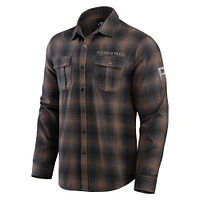 Chemise boutonnée à manches longues classique en flanelle pour homme de la collection Darius Rucker Fanatics, couleur tan, des Pirates Pittsburgh